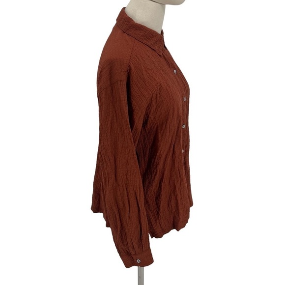 CHICO’S DESIGN Orange Long Sleeve Button Up Shirt Size 8 (1 CHICO’s) Women’s - Picture 5 of 7